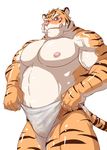  abs anthro blush clothing colored feline looking_at_viewer male male/male mammal manya muscular pecs simple_background solo teasing tiger underwear white_background 