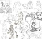  2016 4_toes bear black_and_white breasts butt clothing dreamworks feline female fur kung_fu_panda looking_at_viewer lying male mammal master_tigress monochrome nipples panda penetration penis po sex sketch tacticalmagpie text tiger toes vaginal vaginal_penetration 