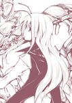 antennae breasts bug cape centipede from_behind greyscale insect large_breasts long_hair looking_at_viewer looking_away monochrome older oohira_sunset profile sideboob solo torn_clothes touhou upper_body wriggle_nightbug 