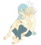  1boy 1girl aisutabetao aqua_(fire_emblem_if) blue_hair blush breasts couple fire_emblem fire_emblem_if kamui_(fire_emblem) nintendo pointy_ears white_hair 