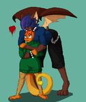  &lt;3 (dom) bat chameleon clothing flying_fox girly kons lizard mammal reptile romantic_couple scalie sev size_difference sweater wings 
