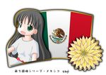  1girl black_hair flag flower green_eyes long_hair mexico murakami_senami 