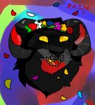  demon feline flower_crown lion mammal rainbow_background safe simple_background 