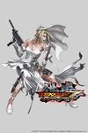  alternate_costume bare_shoulders blonde_hair blue_eyes breasts bridal_veil cleavage copyright_name dress dual_wielding earrings elbow_gloves full_body gloves gun high_heels holding holster jewelry junny katana medium_breasts nina_williams official_art side_slit solo submachine_gun sword tekken tekken_7 thigh_holster veil weapon wedding_dress white_dress white_gloves 