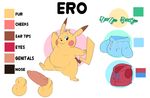  animal_genitalia anthro balls bow_tie close-up clothing color_swatch english_text erection ero_(character) eroborus featureless_crotch flat_colors fully_sheathed hoodie mammal model_sheet nintendo nude one_eye_closed overweight penis pikachu pok&eacute;mon rodent sheath smile standing tapering_penis text vein veiny_penis vest video_games waving wink 
