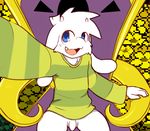  anthro asriel_dreemurr blush bottomless caprine chair clothed clothing colored cub cute_fangs edit flaccid goat high-angle_view line_art looking_up male mammal penis selfie sitting smile solo throne undertale video_games whiteleo young 