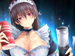  breasts cleavage large_breasts maid maid_headdress solo tenga tetsuya vacuum_cleaner 