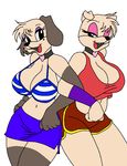 2016 anthro big_breasts breasts canine chochi cleavage clothed clothing duo female mammal smile 