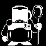  blush fatz_geronimo low_res mug_knight simple_background spoon steam undertale video_games 