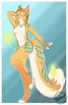  anthro breasts featureless_breasts feline female hybrid khaleesi looking_at_viewer mammal navel nude simple_background smile solo standing 