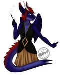  anthro cigarette clothed clothing dragon female horn khaleesi looking_at_viewer simple_background smile solo white_background wings 