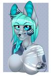  anthro big_breasts big_eyes breasts canine facial_piercing featureless_breasts female khaleesi lip_piercing looking_at_viewer mammal open_mouth piercing simple_background solo 