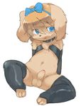  anthro arm_support balls blush bow canine clothing collar cub dog erection girly legwear looking_away male mammal mostly_nude navel nipple_bulge noriburu partially_retracted_foreskin penis reclining spread_legs spreading uncut young 