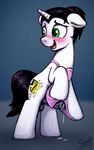 2016 absurd_res animal_genitalia animal_penis apron balls blush clothing cutie_mark equine equine_penis erection fan_character feral green_eyes hair hi_res hooves horn male mammal my_little_pony open_mouth penis selenophile solo unicorn 