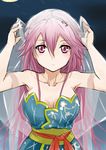  absurdres bare_shoulders breasts chikkinage_nage cleavage guilty_crown hair_ornament hairclip highres long_hair looking_at_viewer medium_breasts pink_eyes pink_hair solo twintails veil yuzuriha_inori 