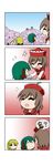  0_0 4girls 4koma =_= ? ?? @_@ ^_^ absurdres animal_ears bishamonten's_pagoda blonde_hair brown_hair cherry_blossoms closed_eyes comic dog_ears drooling floppy_ears flying_sweatdrops gradient gradient_background green_hair hat highres holding_hands kasodani_kyouko konpaku_youmu lunasa_prismriver lyrica_prismriver multiple_girls open_mouth rakugaki-biyori short_hair silent_comic spoken_object spoken_question_mark squiggle sweat sweatdrop touhou white_hair 