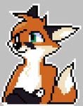  anthro canine clothed clothing crossed_arms digital_media_(artwork) fox fur green_eyes low_res mammal martinballamore orange_fur pixel_(artwork) simple_background solo topless white_background 