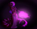  anthro breasts female hair khaleesi looking_at_viewer magic naga navel purple_hair simple_background solo wide_hips 