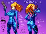  ass blonde_hair breasts cat copyright_name dated dog english green_eyes gun large_breasts metroid parody pepsi ponytail samus_aran sunglasses terminator zero_suit 