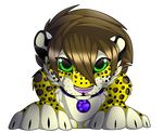  alpha_channel anthro brown_hair collar feline gard3r hair leopard looking_at_viewer male mammal simple_background smile solo transparent_background 