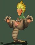  animal_genitalia balancing_on_tail bird_wyvern capcom crest doublepopsicle erection front_view genital_slit knot long_neck looking_away maccau male monster_hunter open_mouth pawpads penis sharp_teeth signature slit solo spread_legs spreading tapering_penis teeth toe_curl video_games 