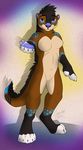  anthro breasts featureless_breasts featureless_crotch female gard3r looking_at_viewer mammal mustelid navel nude otter simple_background smile solo standing 