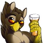  alcohol alpha_channel anthro avian beak beer beverage eyewear gard3r glasses gryphon looking_at_viewer male simple_background smile solo transparent_background 