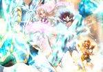  3boys aquila_yuna armor armored_boots black_hair boots brown_eyes brown_hair lionet_soma long_hair multiple_boys orange_hair pegasus_koga red_hair saint_seiya saint_seiya_omega spiked_hair yadokari_genpachirou 