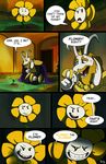  asgore_dreemurr beard comic commentary english evil_grin evil_smile facial_hair flower flowey_(undertale) grin lynxgriffin monster_boy signature smile spoilers sweatdrop throne_room undertale 