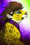  brown_hair feline feral gard3r hair half-closed_eyes leopard male mammal simple_background solo 