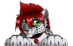  alpha_channel anthro collar feline gard3r hair leopard looking_at_viewer male mammal red_hair simple_background smile solo transparent_background 