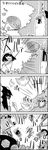  4koma bird braid comic commentary drop_trap ghost greyscale hat highres kaenbyou_rin monochrome no_humans scarf shameimaru_aya shoujo_kitou-chuu silent_comic smile tani_takeshi tokin_hat touhou translated twin_braids yukkuri_shiteitte_ne 