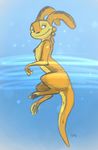  daxter jak_and_daxter looking_at_viewer male mammal mustelid nude ottsel partially_submerged pinup pose seductive sketch smile solo tuke 