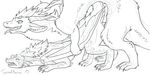  2013 all_fours anal anal_penetration bent_over blue_(character) dragon erection fin fur furred_dragon hair horn ice_dragon_(species) kaldra_(character) male male/male mane monochrome paddle penetration penis quad_horns scales sea_dragon_(species) sketch smile spikes spots stripes twistedpherret_(artist) white_hair 