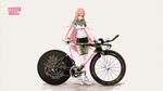  bicycle bike_shorts cz2128_delta eyepatch overlord pink_hair shorts tamagona yellow_eyes 