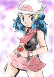  1girl blue_hair breasts female hikari_(pokemon) long_hair nintendo pokeball pokemon serious sketch solo 