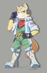  anthro belt black_nose brown_fur canine clothing fox fox_mccloud fur green_eyes harusuke299 male mammal nintendo smile solo star_fox video_games white_fur 