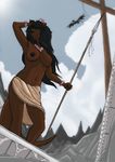  armpits big_breasts breasts clothing cloud female flower jewelry lei-lani loincloth mammal melee_weapon mustelid necklace nipples otter plant polearm ruins sky solo spear tribal umpherio weapon 