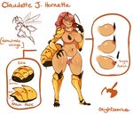  2016 antennae anthro anus areola arthropod big_breasts black_skin blush breasts camel_toe claws clothing english_text female grey_eyes hair hi_res hornet insect lightsource long_hair model_sheet navel nipples panties pink_hair solo standing text thick_thighs underwear wasp wide_hips wings yellow_skin 