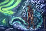  5_fingers amber_eyes anthro aura blue_eyes canine duo eyes_closed flashw male mammal outside snow spirit standing tagme winter wolf 