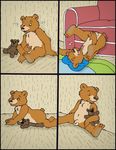  animal_genitalia anthro balls child cub digital_media_(artwork) erection fur little_bear little_bear_(character) male mammal masturbation nelson88 nude penis plushie smile solo young 