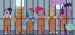  2016 applejack_(mlp) clothing crying dialogue english_text equine female fluttershy_(mlp) friendship_is_magic goattrain group horn horse male mammal my_little_pony overalls pegasus pinkie_pie_(mlp) pony prison prison_overalls rainbow_dash_(mlp) rarity_(mlp) royal_guard_(mlp) tears text twilight_sparkle_(mlp) unicorn winged_unicorn wings 