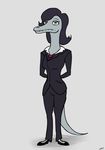  anthro black_hair breasts crossgender eyelashes female green_eyes hair lizard reptile scalie solo star_vs._the_forces_of_evil suit toffee zicaneborgen 