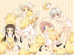  binzume_yousei bird chick chiriri hororo kururu mary_janes multiple_girls oboro_(binzume_yousei) sarara shoes tokumi_yuiko wallpaper 