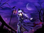  artist_request blue_hair dress highres len melty_blood pointy_ears red_eyes ribbon skirt solo tsukihime wallpaper 
