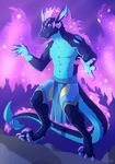  anthro clothed clothing dragon hornedfreak loincloth looking_at_viewer male navel solo standing teeth topless 