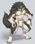  abs anthro biceps big_muscles bulk canine flexing huge_muscles male mammal muscular pecs wolf 