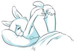  2016 anus aogami aria_(aogami) bed butt cub female hair lagomorph mammal pillow presenting presenting_anus presenting_hindquarters presenting_pussy pussy rabbit simple_background solo white_background young 