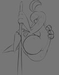  anthro butt clothing female gourgeist hair legwear long_hair monochrome nintendo nude pok&eacute;mon pole quin-nsfw simple_background sketch solo stockings stripper_pole undressing video_games 