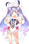  adapted_costume alternate_hairstyle bare_shoulders blush breasts cleavage drill_hair gloves granblue_fantasy hair_ribbon hairband hayama_eishi long_hair looking_at_viewer navel navel_cutout one-piece_swimsuit purple_hair ribbon sketch small_breasts solo swimsuit twintails very_long_hair vetor_(granblue_fantasy) white_gloves yellow_eyes 